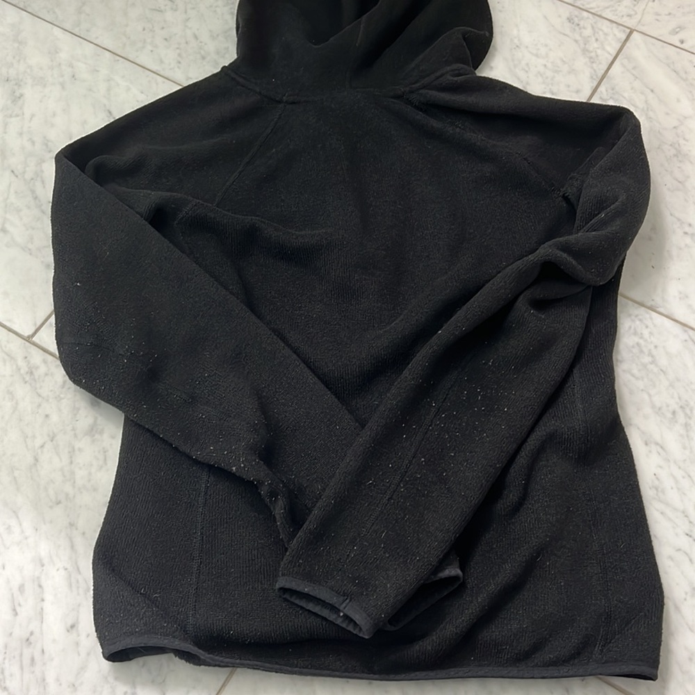 Charcoal Black North Face Hoodie Buttons Zip Pockets Sz Medium - Picture 8 of 9